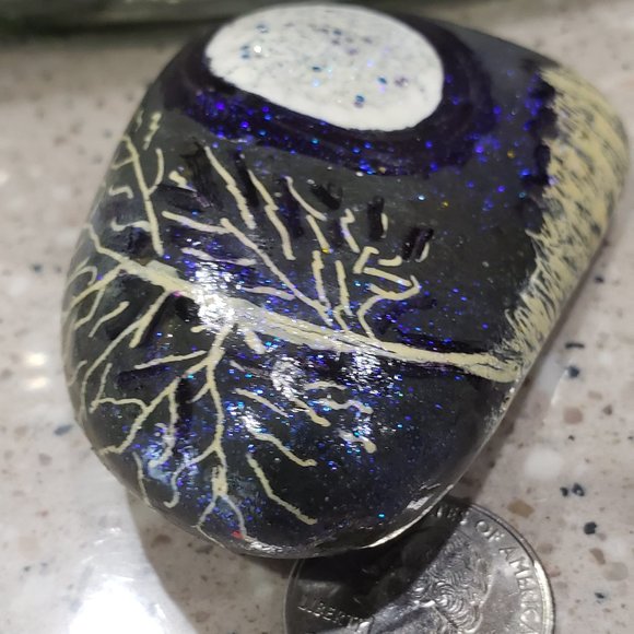 Painted RIVER ROCK . Color blue Night - Picture 4 of 9